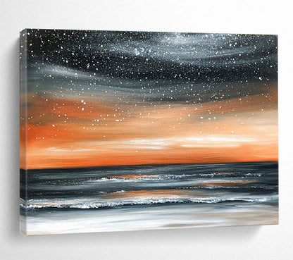Starry Sea Sunset Art for Coastal Hotel Rooftop Bar & Celestial - Themed Home Theater SC130