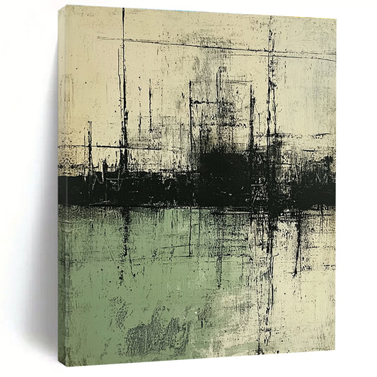 Black - Green Industrial Landscape Art for Factory - Themed Bar & Art - Inspired Manufacturing Office STSC139