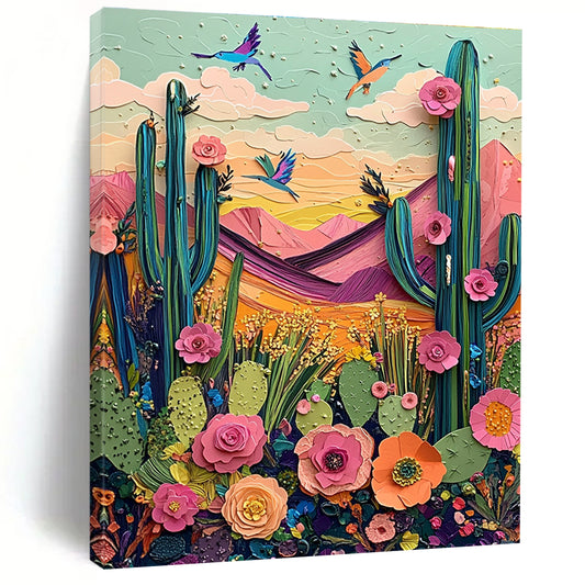 Colorful Desert Cactus Art for Southwest - Themed Boutique & Eclectic Home Entryway STSC1426