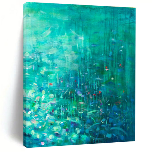 Green - Blue Floral Art for Eco - Friendly Hotel Guest Rooms DLZ0159