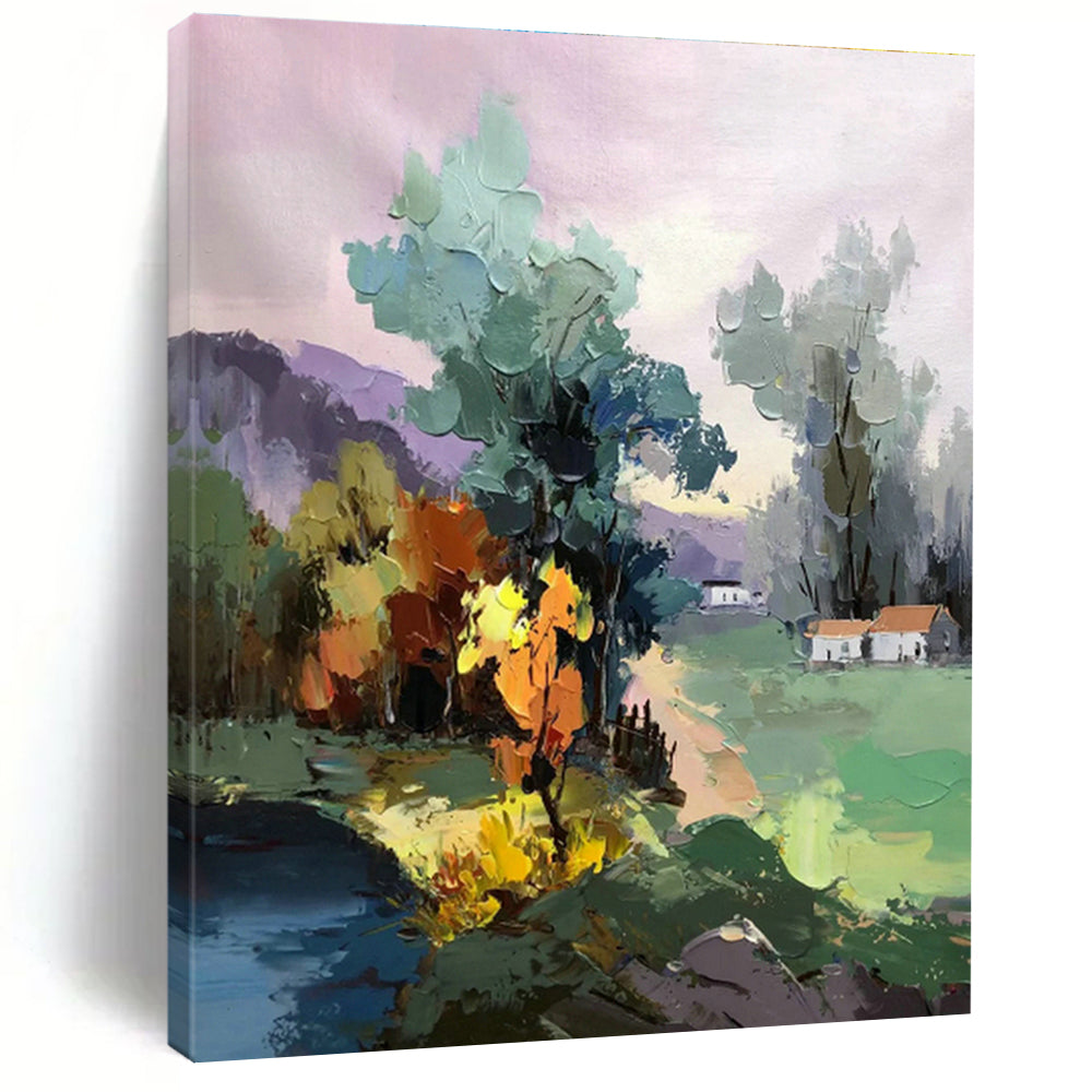 Rural Landscape Painting for Farmhouse Kitchen & Eco - Friendly B&B DLZ1296