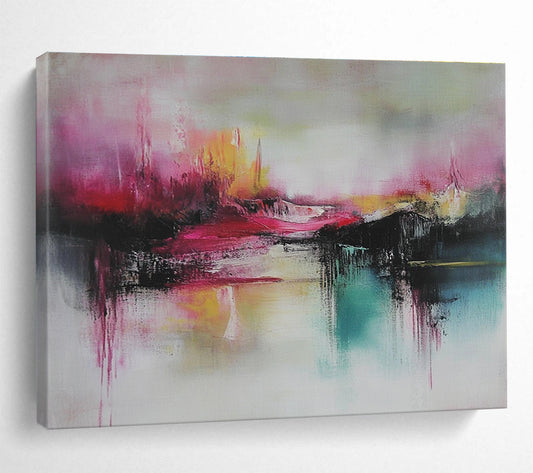 Pink Abstract Landscape Art for Romantic Rooftop Terrace & Whimsical Art Studio SC089