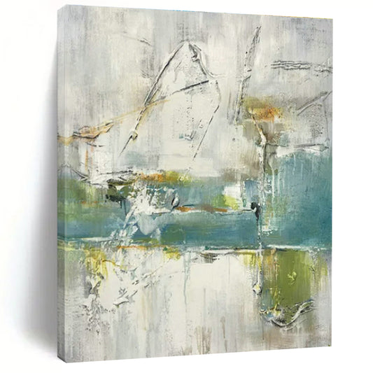Gray - White - Green Abstract Art for Modern Living Room & Art Gallery DLZ1780