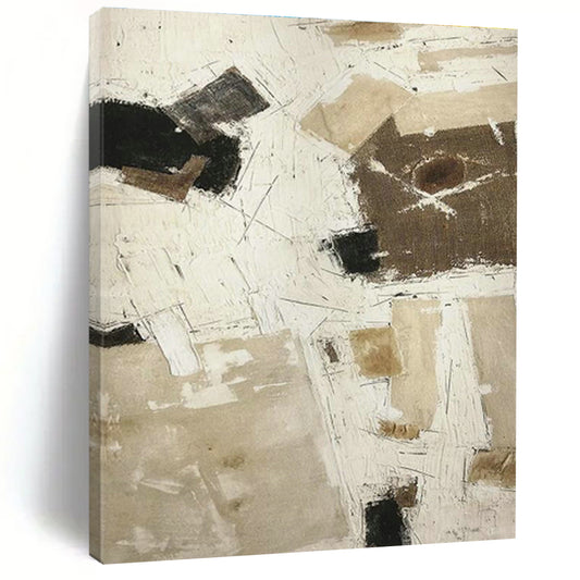 Beige - Brown Abstract Art for Minimalist Home Study Nooks DLZ0210