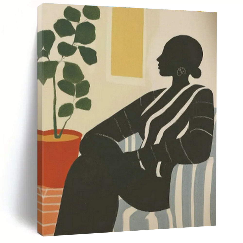 Silhouette with Plant Art for Mid - Century Modern Home & Wellness Space DLZ0697