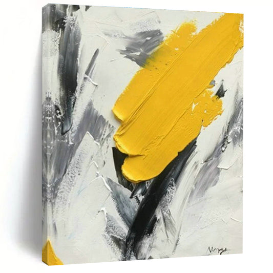 Yellow - Gray Brushstroke Abstract Art for Mid - Century Modern Living Room & Art Teacher’s Studio DLZ1457