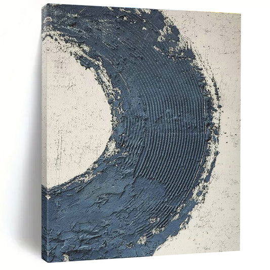 Deep Blue Semicircle Abstract Art for Contemporary Living Room & Art Gallery Corridor DLZ0664
