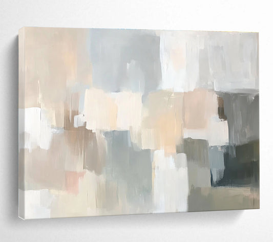 Neutral Tones Abstract Blocks Art for Modern Art Gallery & Sophisticated Waiting Room SC059