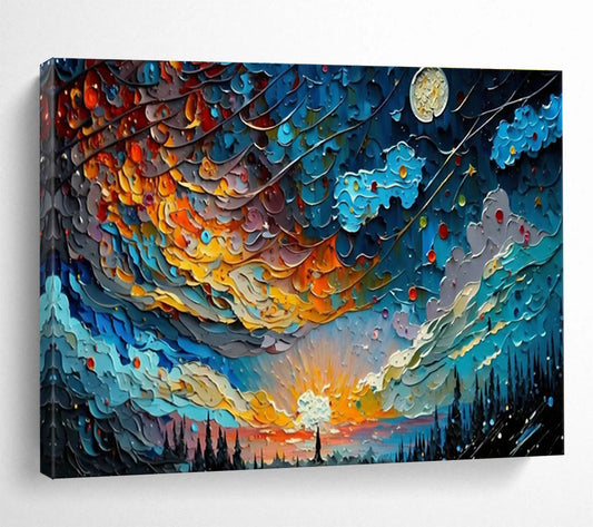 Colorful Starry Sky Art for Bohemian - Style Rooftop Lounge Spaces DLZ3262