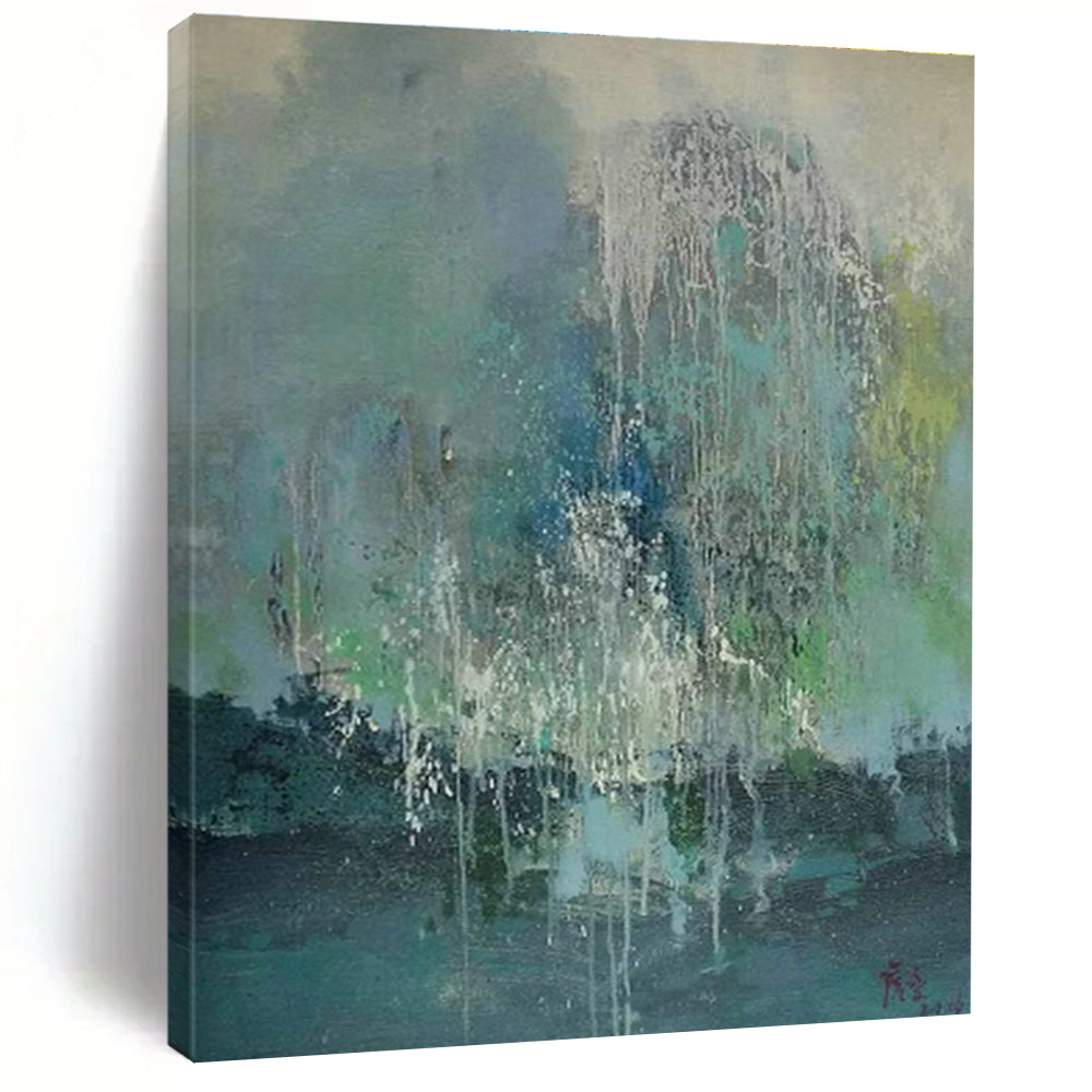 Blue - Green Waterfall - Inspired Abstract Art for Bedroom & Spa Resort DLZ1206