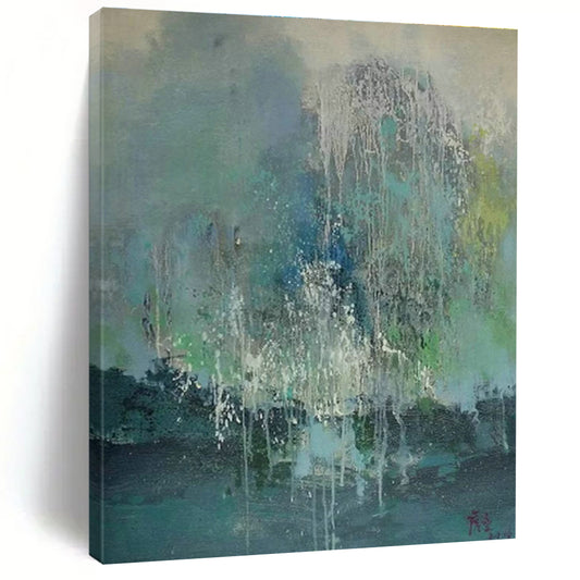 Blue - Green Waterfall - Inspired Abstract Art for Bedroom & Spa Resort DLZ1206