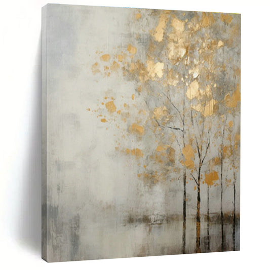 Gold - Leaf Tree Abstract Art for Luxury Hotel Lobby & Home Living Room DLZ1062