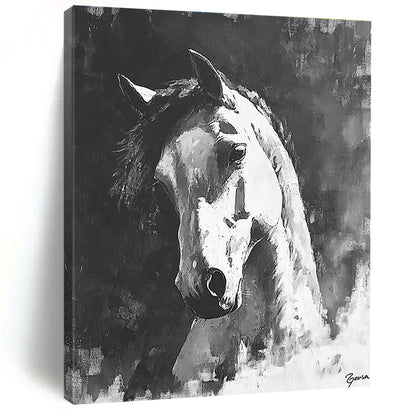 Monochrome Horse Portrait for Equestrian - Inspired Home & Rustic Study STSC290