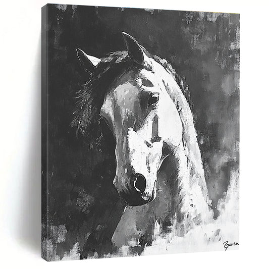 Monochrome Horse Portrait for Equestrian - Inspired Home & Rustic Study STSC290