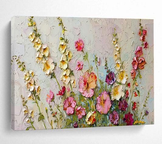 Colorful Floral Relief Oil Painting for Bohemian Living Room Corners DLZ2644
