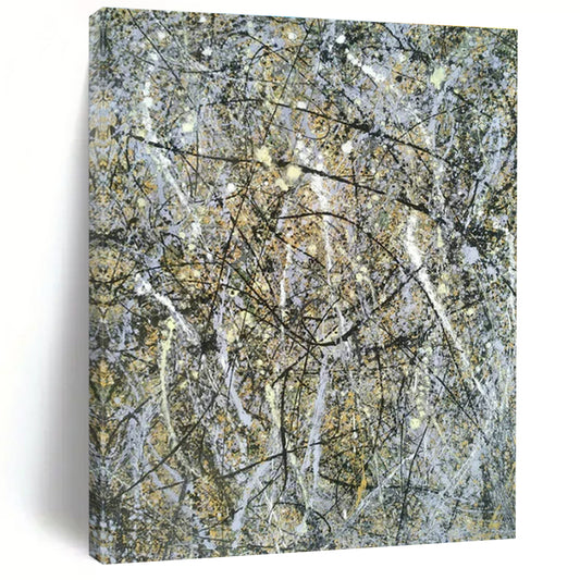 Gray - Gold Splatter Abstract Art for Corporate Executive Office & Art - Inspired Library DLZ1797