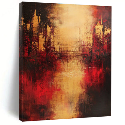 Abstract Cityscape in Warm Tones for Rustic - Modern Home & Cozy Wine Bar STSC444