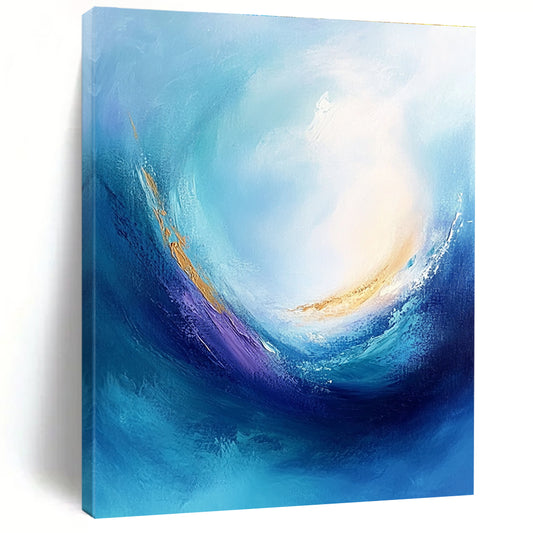 Elegant Blue - Gold Swirl Art for Dining Room & Hotel Lobby STSC042