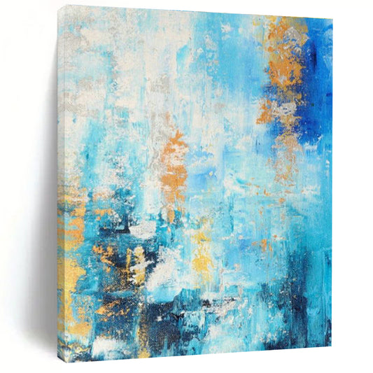 Blue - Gold Abstract Art for Coastal Resort Spa Relaxation Zones DLZ0014