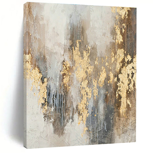 Gold - Gray Splatter Abstract for Luxury Hotel Lobby & Glamorous Dining Room DLZ0901