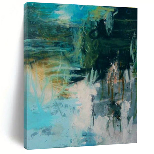 Blue - Green Abstract Art for Modern Home Studio & Creative Café Pop - Up Corners DLZ0296