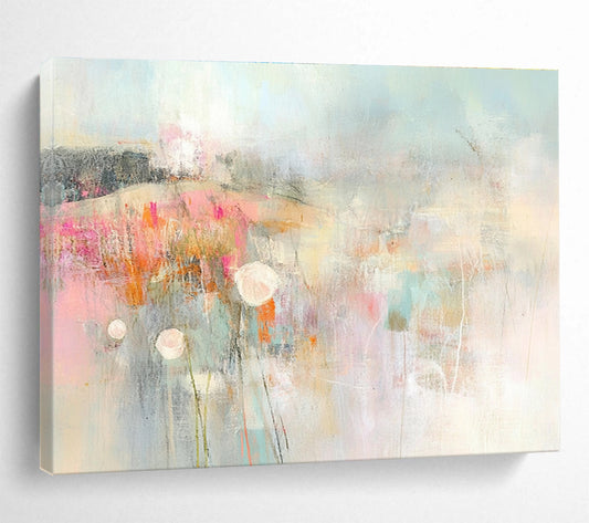 Soft Floral Abstract Landscape Art for Romantic Bedroom & Feminine Café SC310