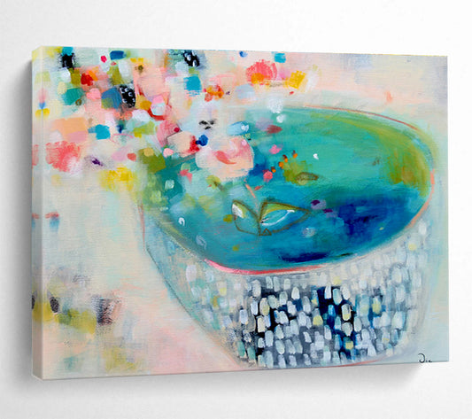 Blue - Bowl Floral Abstract Art for Charming Tea Rooms DLZ2446
