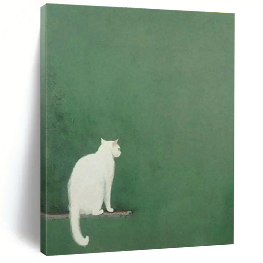 White Cat Back View Art for Bedroom & Living Room DLZ0432