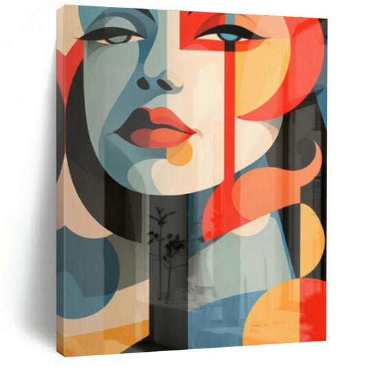 Color - Blocked Portrait Art for Trendy Boutique & Modern Art Gallery DLZ1943