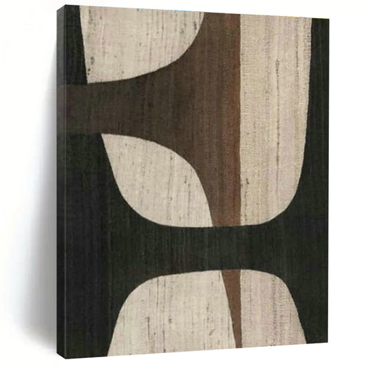 Brown - White Geometric Abstract Art for Mid - Century Modern Dining Areas DLZ0248