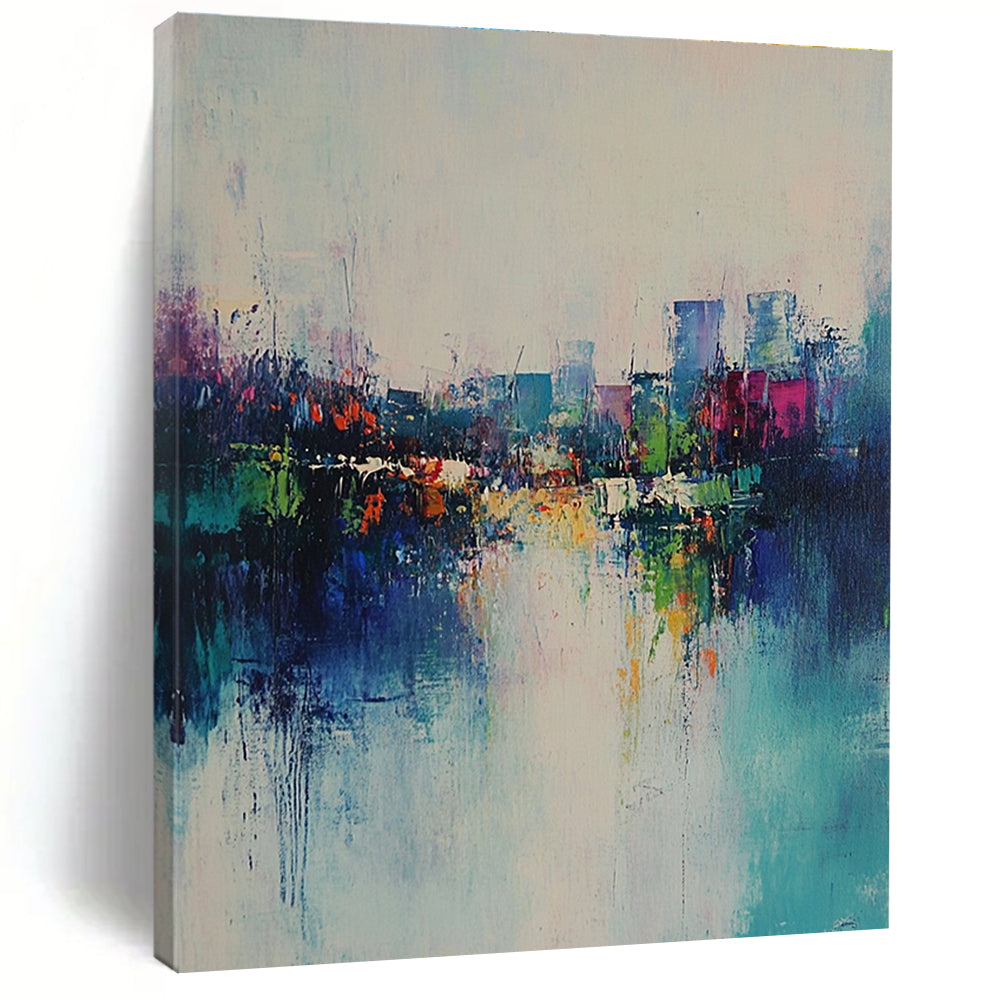Abstract Cityscape with River for Modern Living Room & Travel - Lover’s Lounge STSC562
