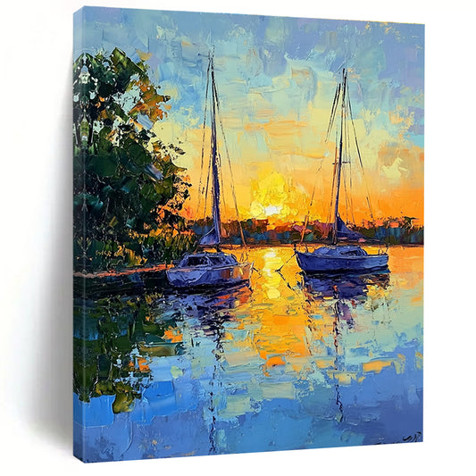 Sunset Sailboats  Art for Coastal Restaurant & Nautical - Themed Home STSC1393