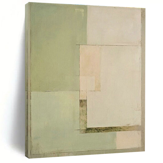 Mint Green Geometric Blocks Art for Home Office & Plant Shop DLZ0601