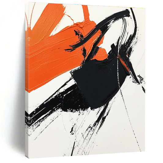 Orange and Black Abstract Strokes for Contemporary Office & Art Studio STSC1274