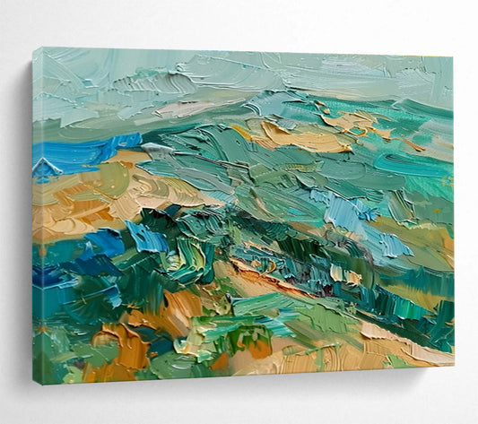 Thick - Textured Green - Blue Landscape Art for Nature - Lover’s Study DLZ2725