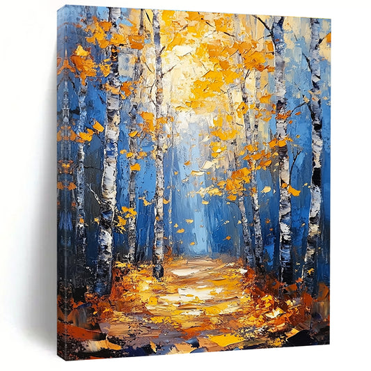 Autumn Birch Forest Path for Cozy Living Room & Nature - Themed Café STSC870