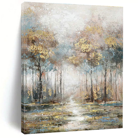 Misty Forest Path Art for Rustic Cabin Bedroom & Meditation Space DLZ2133