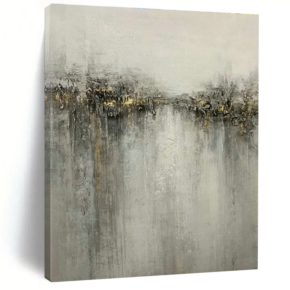 Grey - Gold River Abstract Art for Living Room & Bedroom DLZ0531