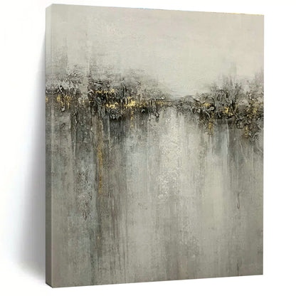 Grey - Gold River Abstract Art for Living Room & Bedroom DLZ0531