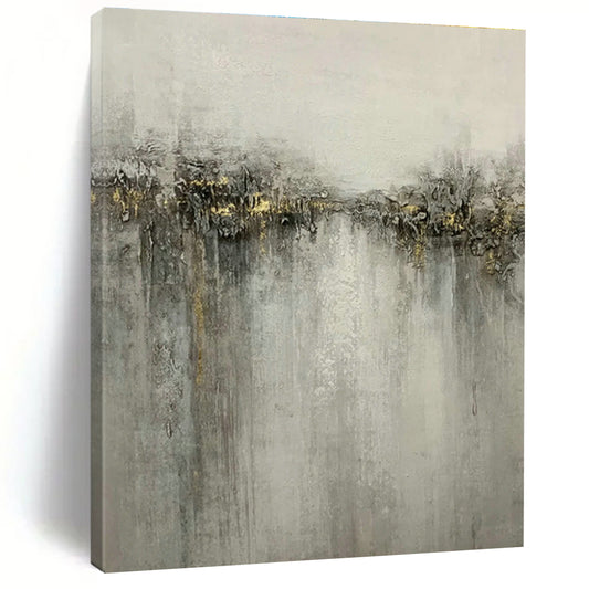 Grey - Gold River Abstract Art for Living Room & Bedroom DLZ0531