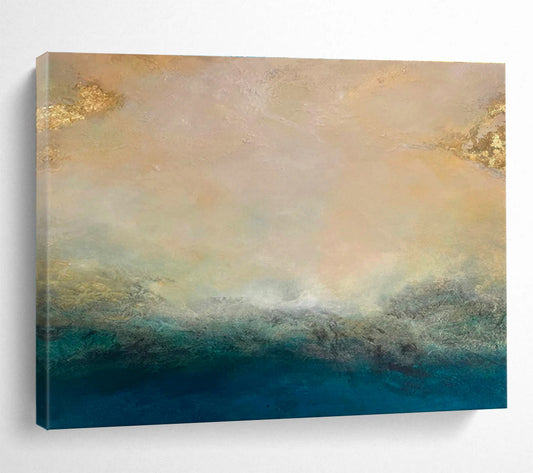 Gold - Accented Sea View Art for Luxury Yacht Club VIP Lounges DLZ3154