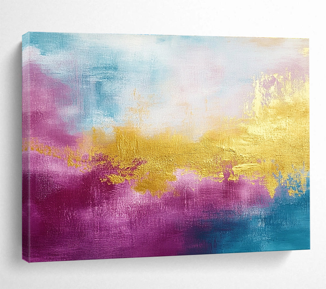 Pink, Blue & Gold Abstract Art for Luxury Spa & Feminine Bedroom SC322