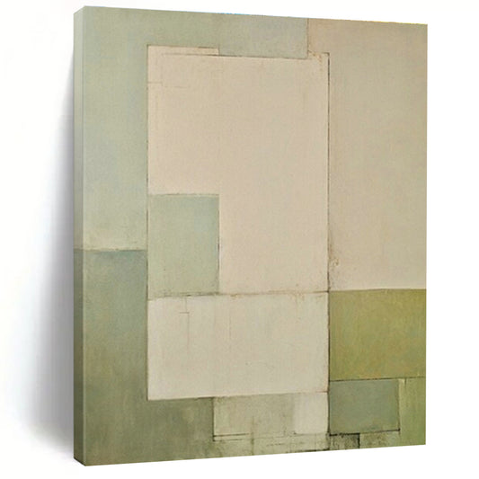 Soft Green Geometric Layers Art for Yoga Studio & Nursery DLZ0602