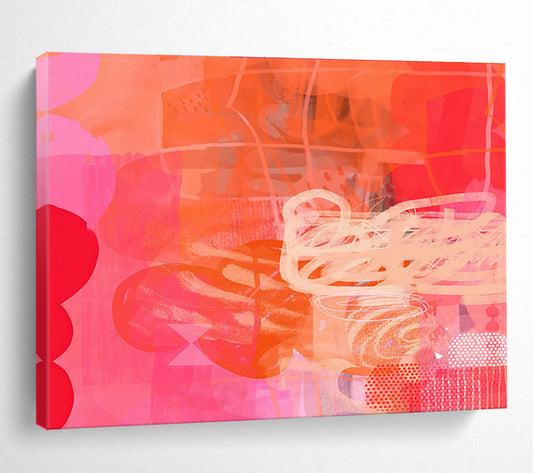 Pink - Orange Vibrant Abstract Art for Energetic Fitness Studios DLZ2451