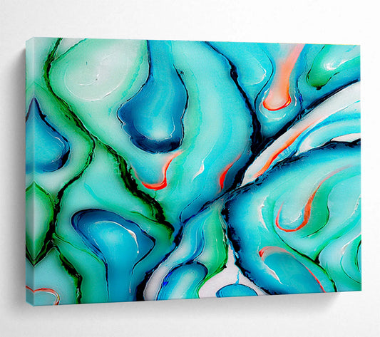 Blue - Green Fluid Art for Tropical - Themed Café Outdoor Seating Walls DLZ3301