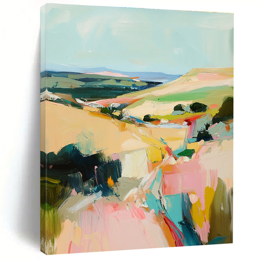 Colorful Landscape Abstraction for Modern Farmhouse Living Room & Art Gallery Café STSC150