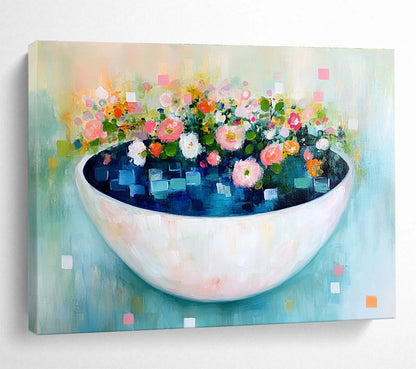 Floral Bowl Abstract Art for Charming Kitchen & Feminine Boutique SC343