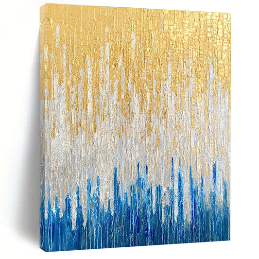 Gold and Blue Textured Abstract for High - End Boutique Lounge & Art - Inspired Spa STSC163