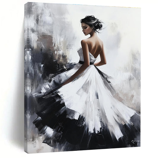 Elegant Woman in White Gown Art for Luxury Bridal Boutique & Romantic Bedroom STSC1363