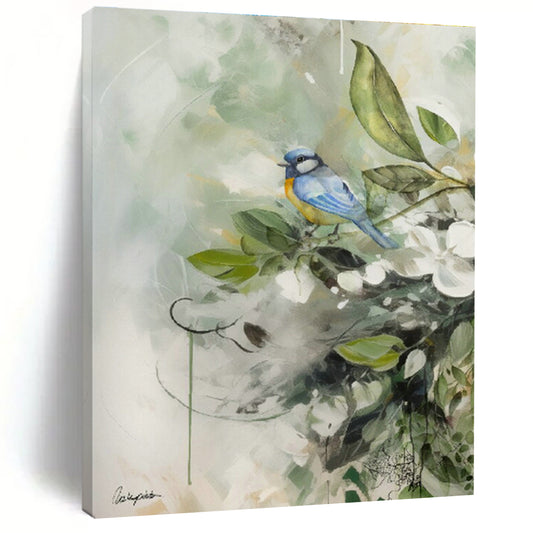 Bird and Flower Watercolor Art for Garden - Themed Café & Home Conservatory DLZ1092